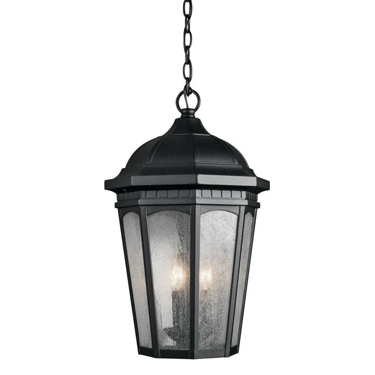Courtyard 3-Light Outdoor Hanging Pendant in Black