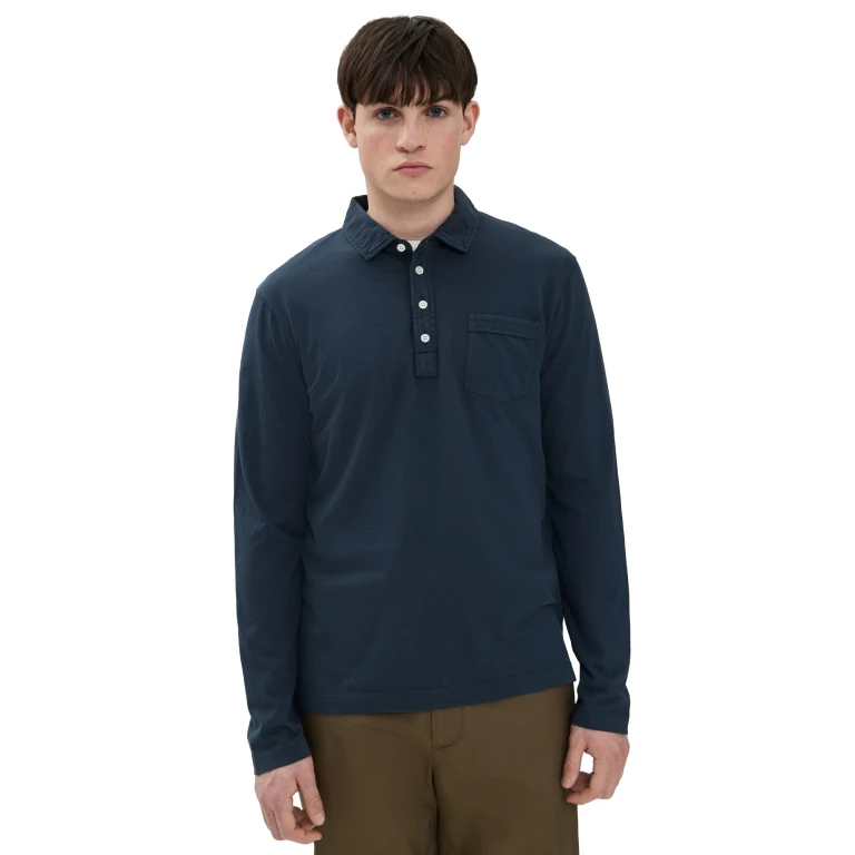 Billy Reid Long Sleeve Pensacola Polo Navy M