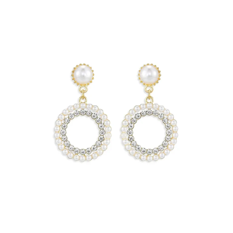 Ettika Mother May Crystal & Imitation Pearl Drop Earrings