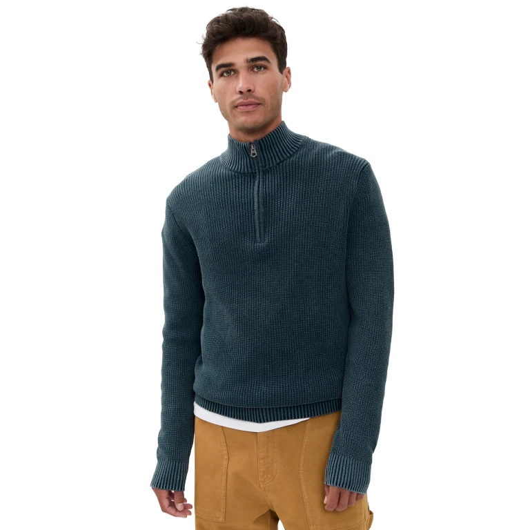 Faherty Sunwashed Quarter Zip Sweater Blue Nights M