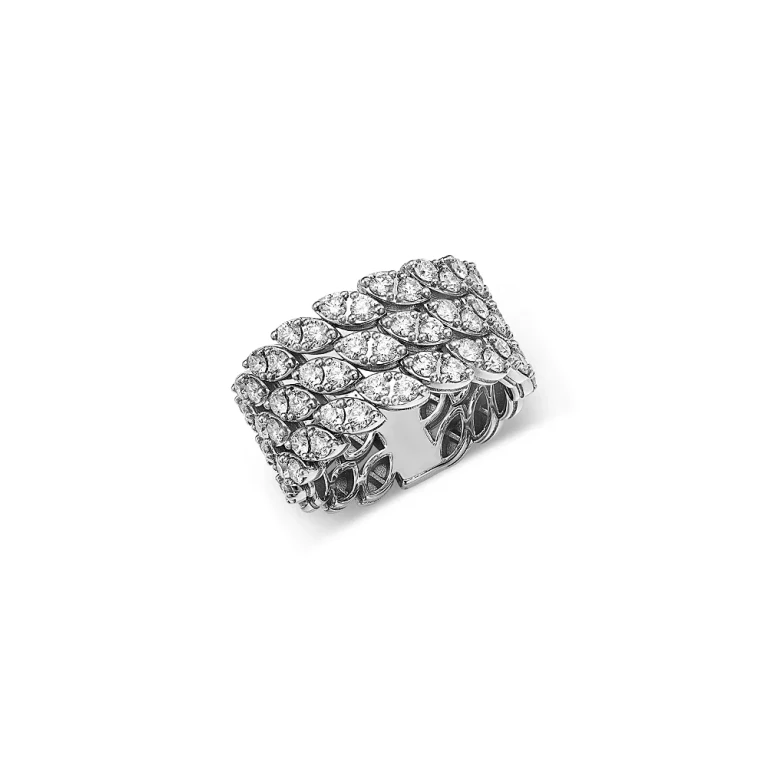Roberto Coin 18K White Gold Marquesa Diamond Triple Row Cluster Ring