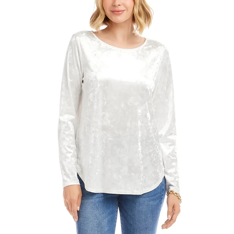 Karen Kane Long Sleeve Crushed Velvet Shirttail Top