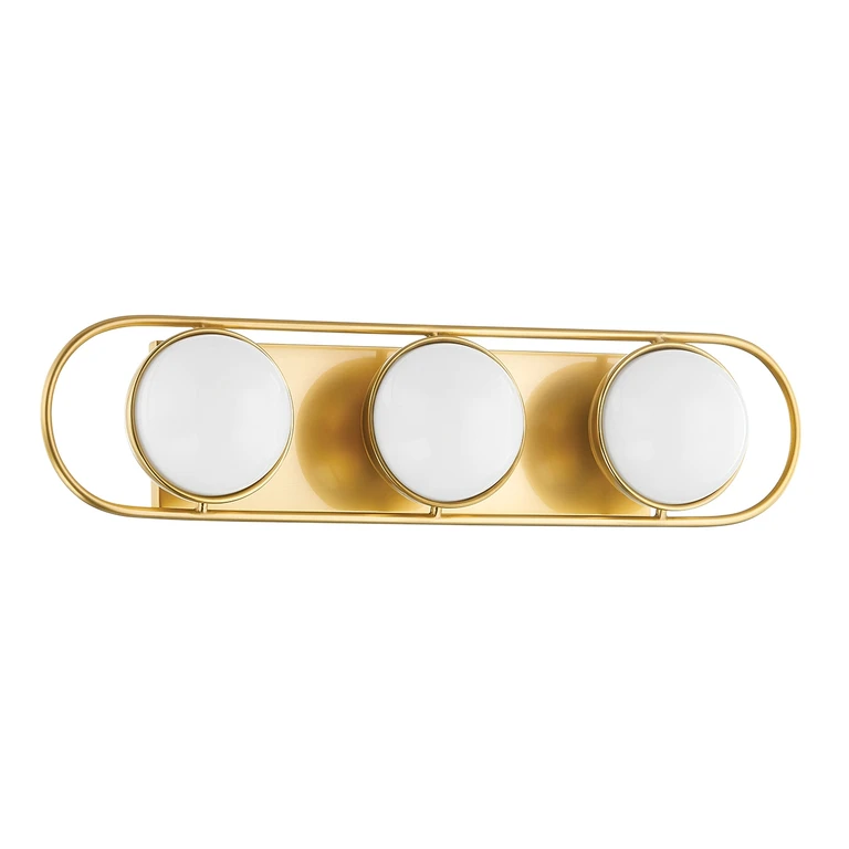 Aged Brass Three Light Bath and Vanity from the Amy Collection