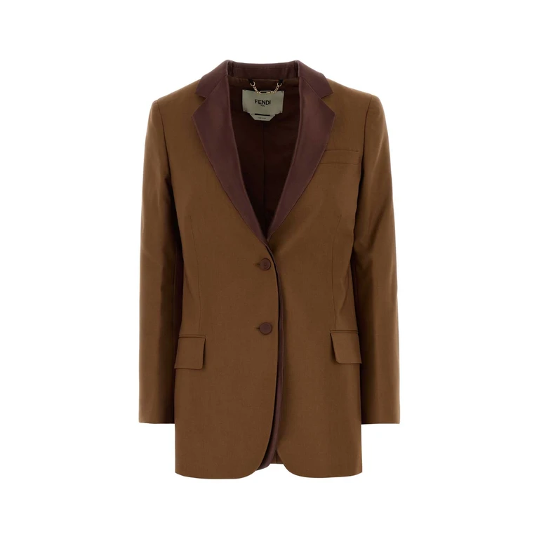 Fendi Caramel Wool Blend Blazer Tobacco-25 Giacche E Gilet - Women