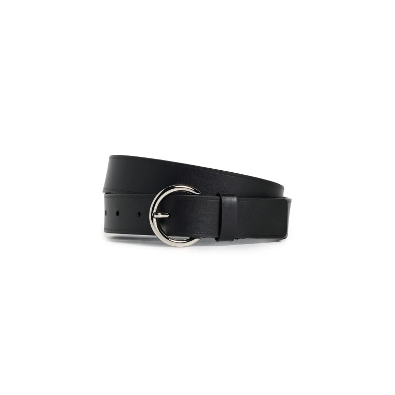 Vince 30mm Flat Ring Belt with Heat Crease Black XS