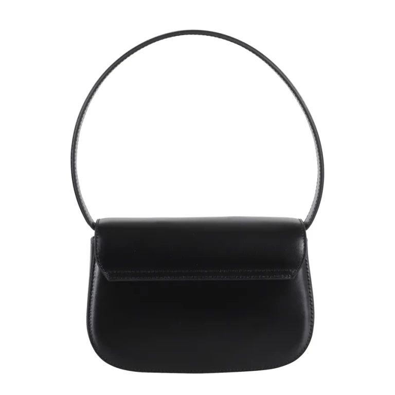 Black Leather 1dr Shoulder Bag