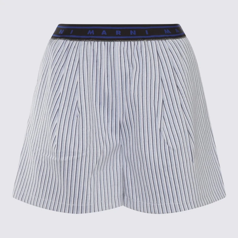 Marni Blue And White Cotton Short