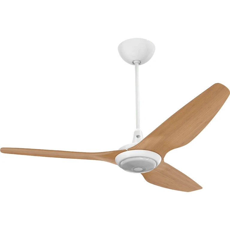 Big Ass Fans 60-In. Haiku Caramel Bamboo Smart Ceiling Fan w/ LED Light - White / 32-In. Downrod Universal Mount