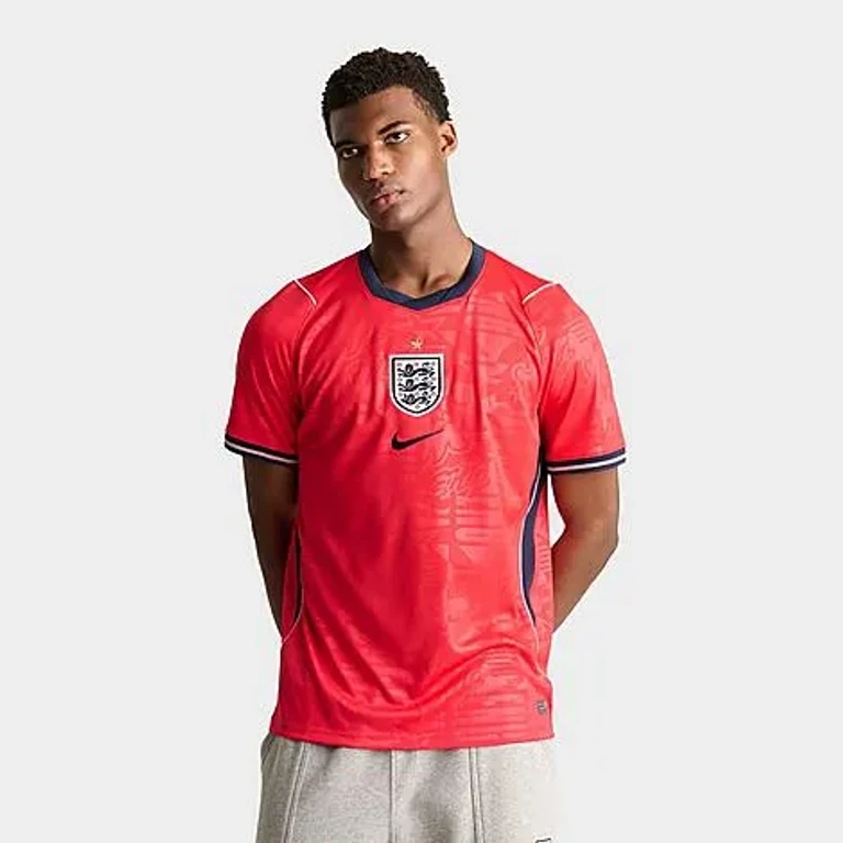 Nike Men's England 2026 Stadium Away Dri-FIT Replica Soccer Jersey in Speed Red/Obsidian/White Size: Small