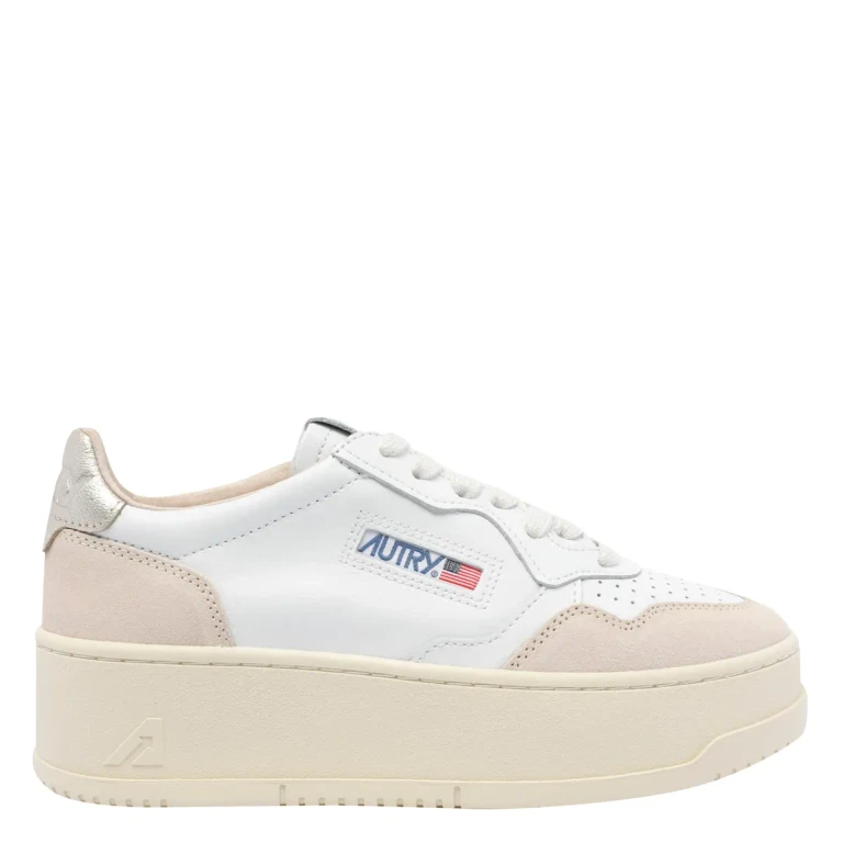Medalist Platform Low Sneakers in Leather with Perforated Toe and Cut-Out Logo (PTLWLS01)