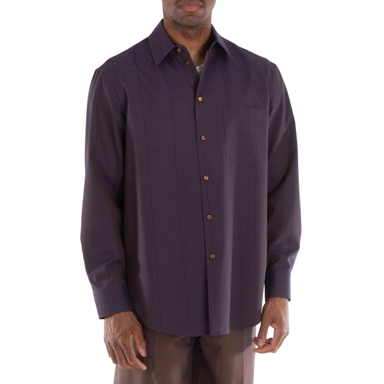 Burberry Striped Wool Button Down Shirt