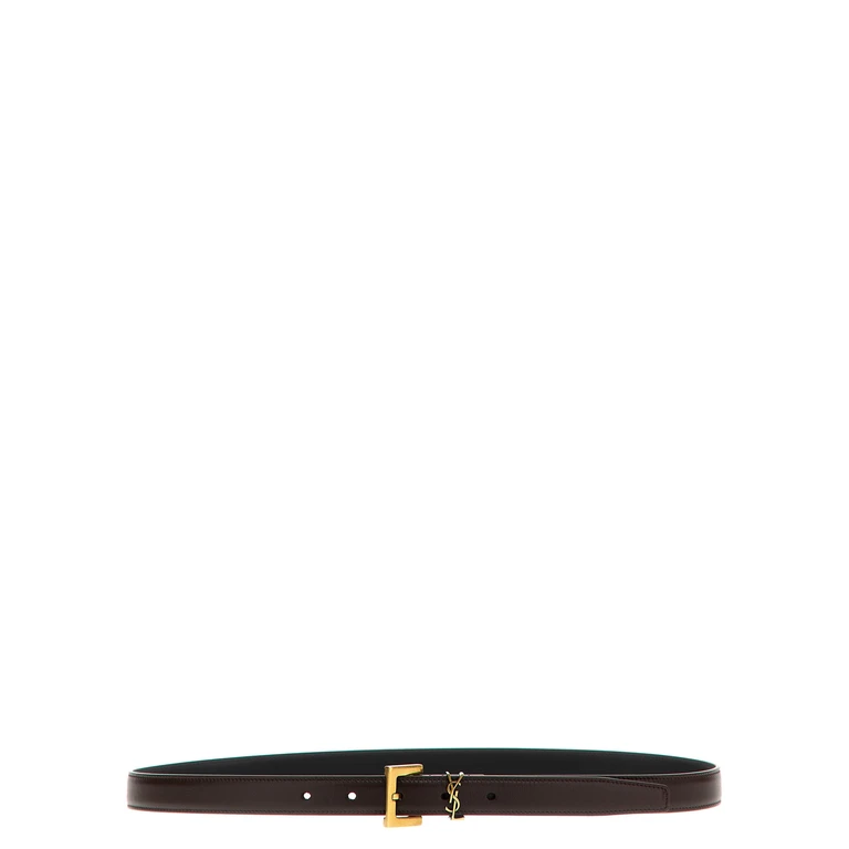Saint Laurent Cassandre Belt Brown Leather - Women