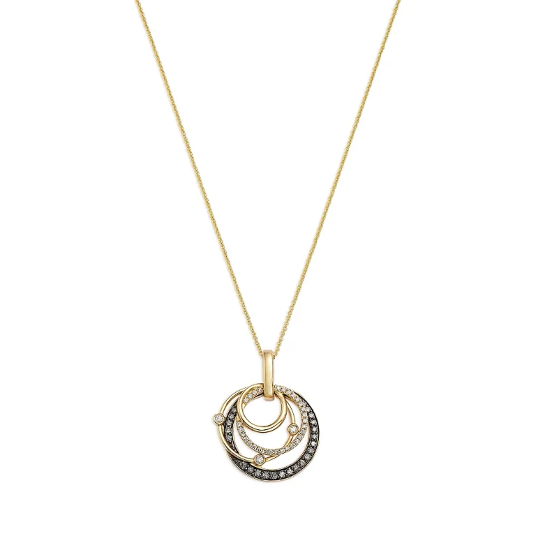 Champagne & Brown Diamond Pendant Necklace in 14K Yellow Gold, 0.50 tcw