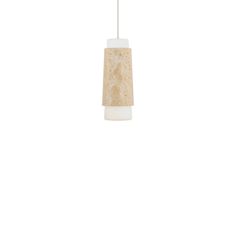 Beige Travertine Aged Brass LED Mini Pendant from the Chauncey Collection