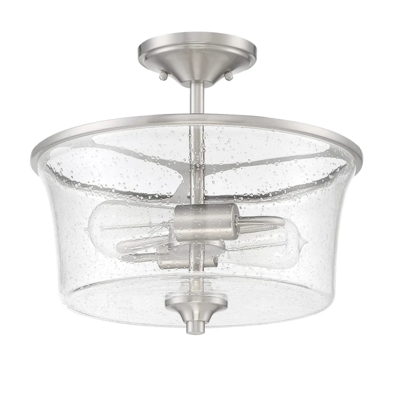 Brushed Polished Nickel Two Light Convertible Semi Flush from the Gwyneth Collection