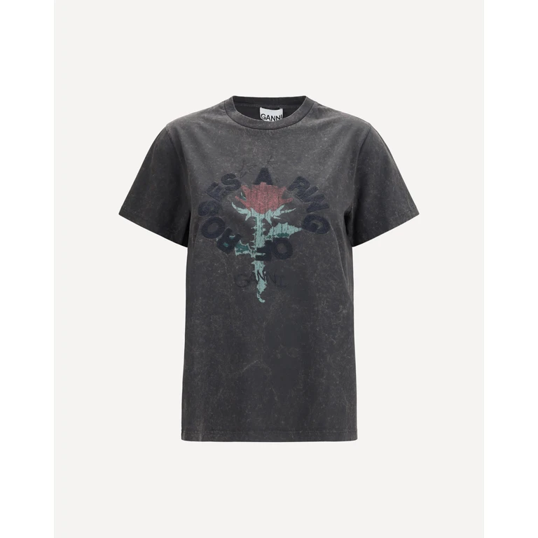 GANNI Oversized T-shirt with rose print Female S