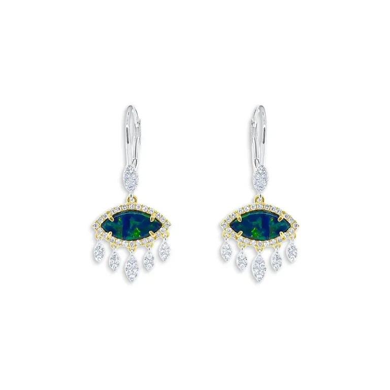 Meira T 14K Yellow & White Gold Opal & Diamond Evil Eye Drop Earrings