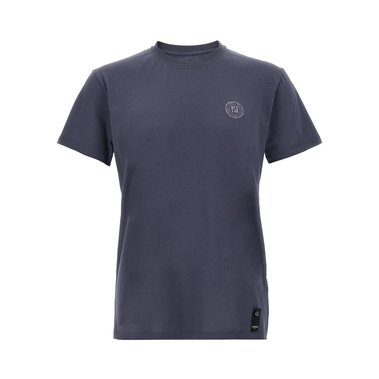 Air Force Blue Cotton T-Shirt Blu Dark Exterior - Men