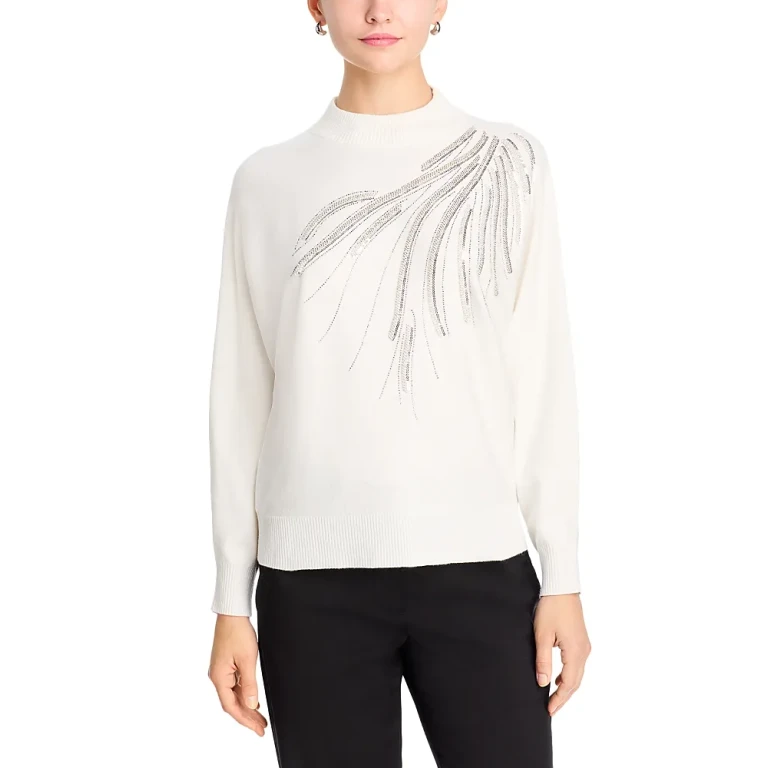 T Tahari Embellished Mock Neck Sweater