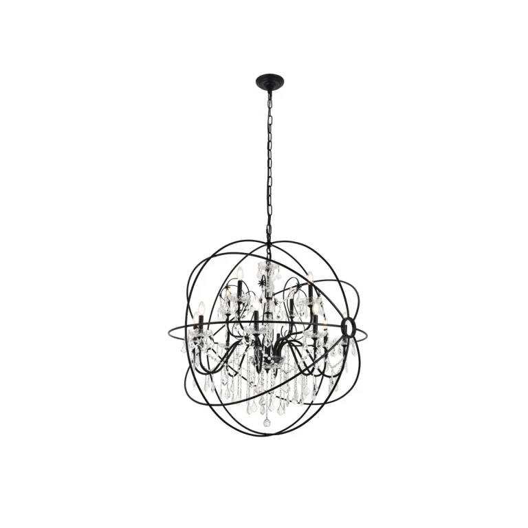 black 12 Light Pendant from the Cordelia Collection
