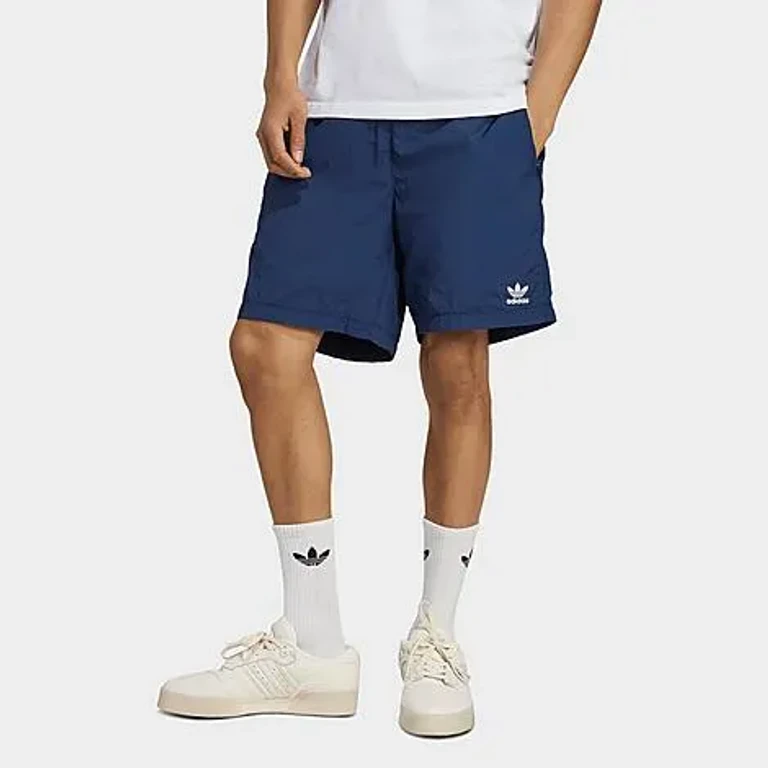 adidas Men's Originals Trefoil Essentials Woven Shorts in Night Indigo/White Size: Small