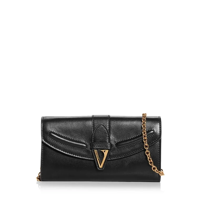 Versace V Leather Wallet On Chain