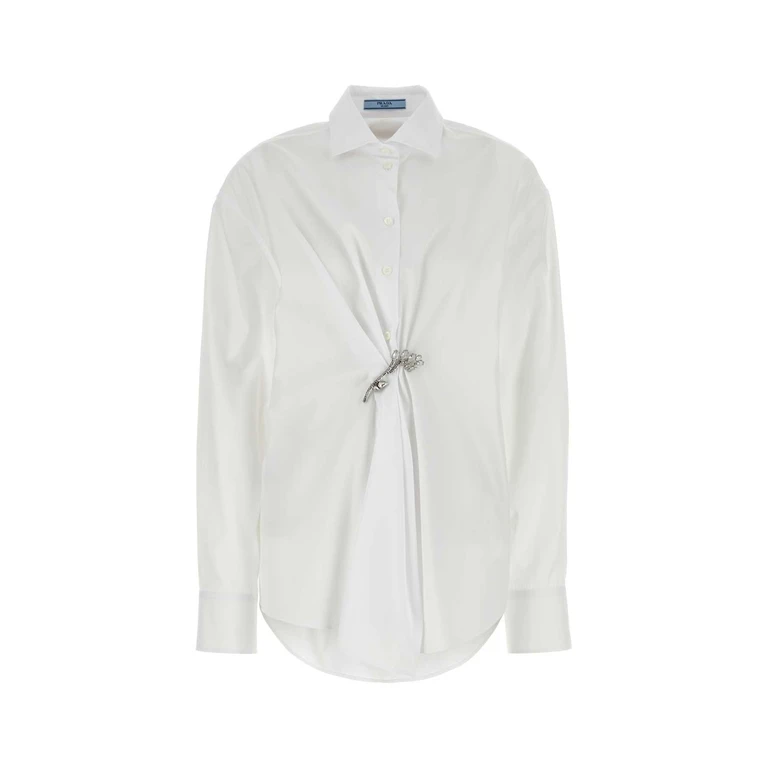 Prada White Poplin Shirt Bianco Camicie - Women