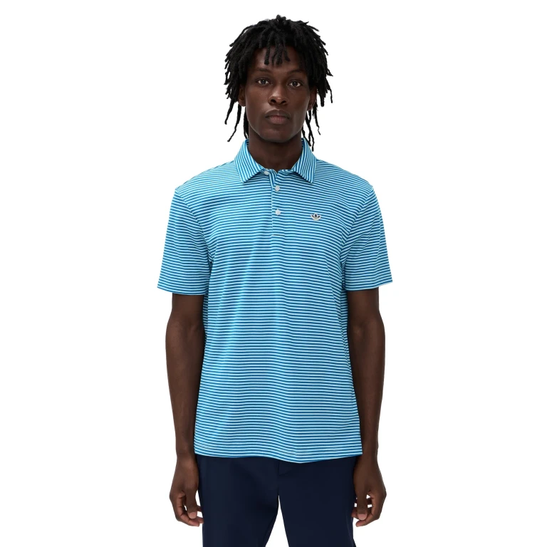 Adidas Golf Originals Stripe Pique Polo Court Green/Night Indigo XL