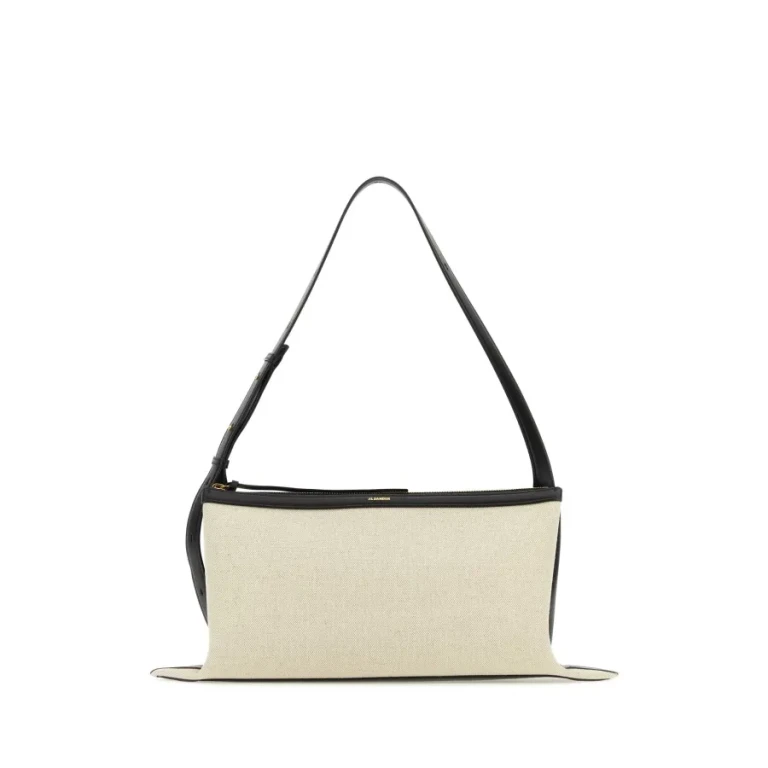 Two-tone Canvas And Leather Medium Empire Shoulder Bag