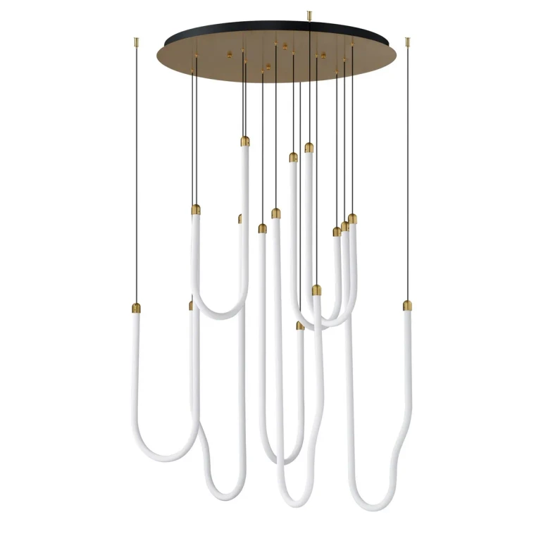 Natural Aged Brass LED Pendant from the Soleil Collection