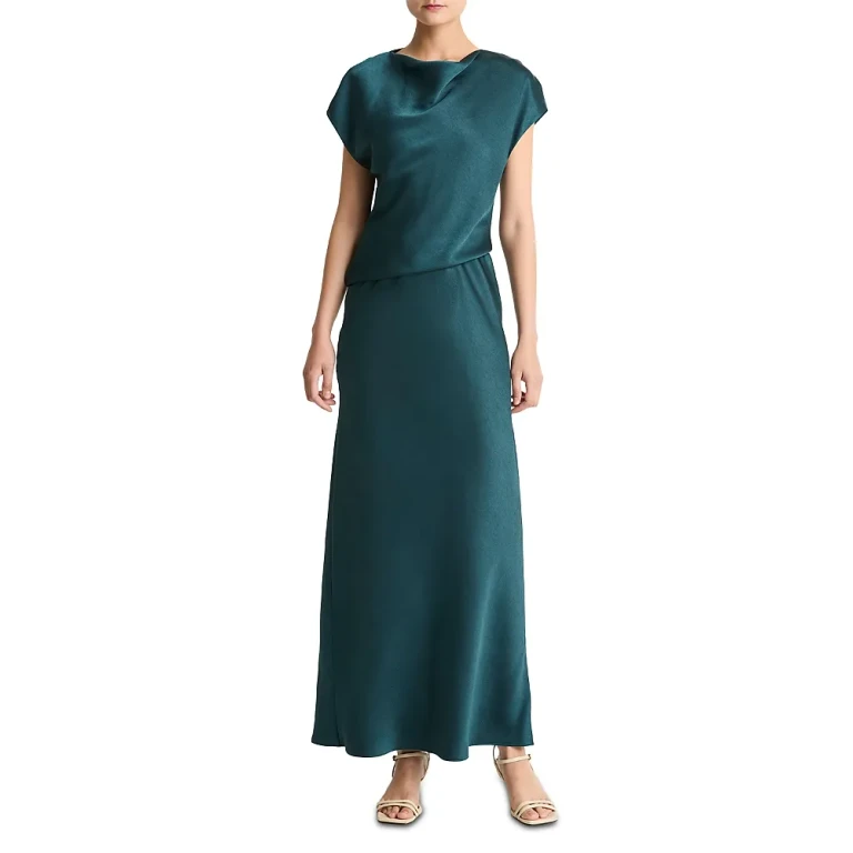 Vince Draped Cap Sleeve Maxi Dress