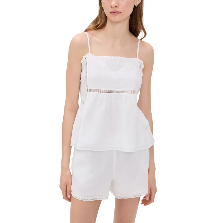 Petite Plume Voile Luna Cami Shorts Pajama Set White S