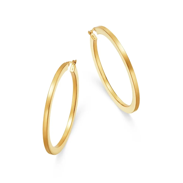 Flattened Hoop Earrings in 14K Yellow Gold - Exclusive