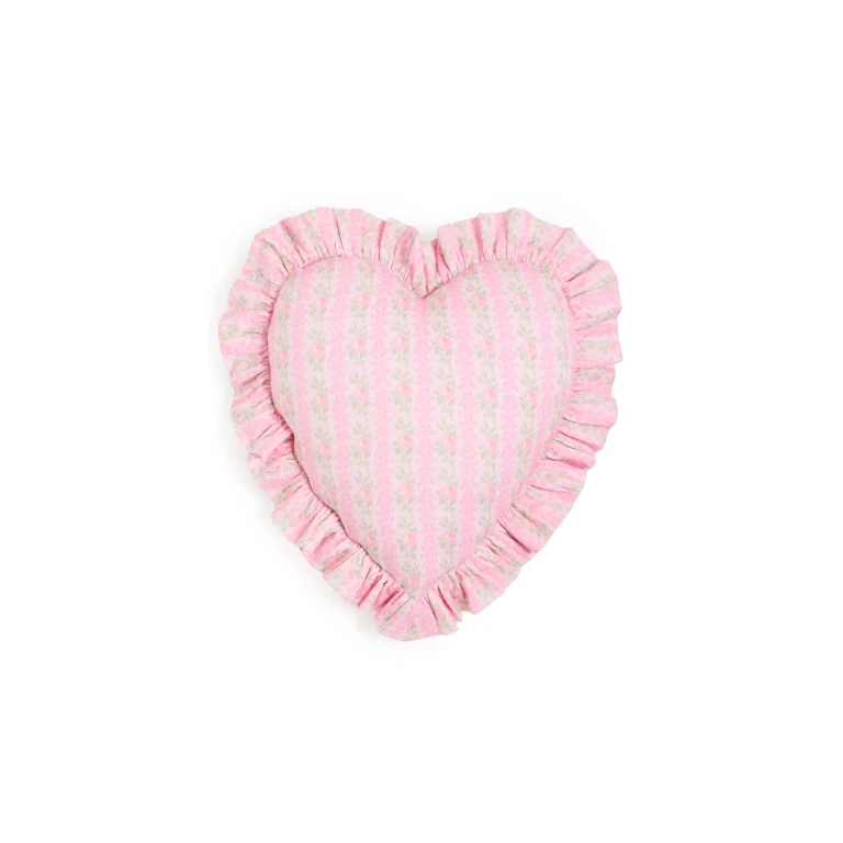 LoveShackFancy Forever In Love Ruffle Heart Pillow STRAWBERRY MACAROON One Size