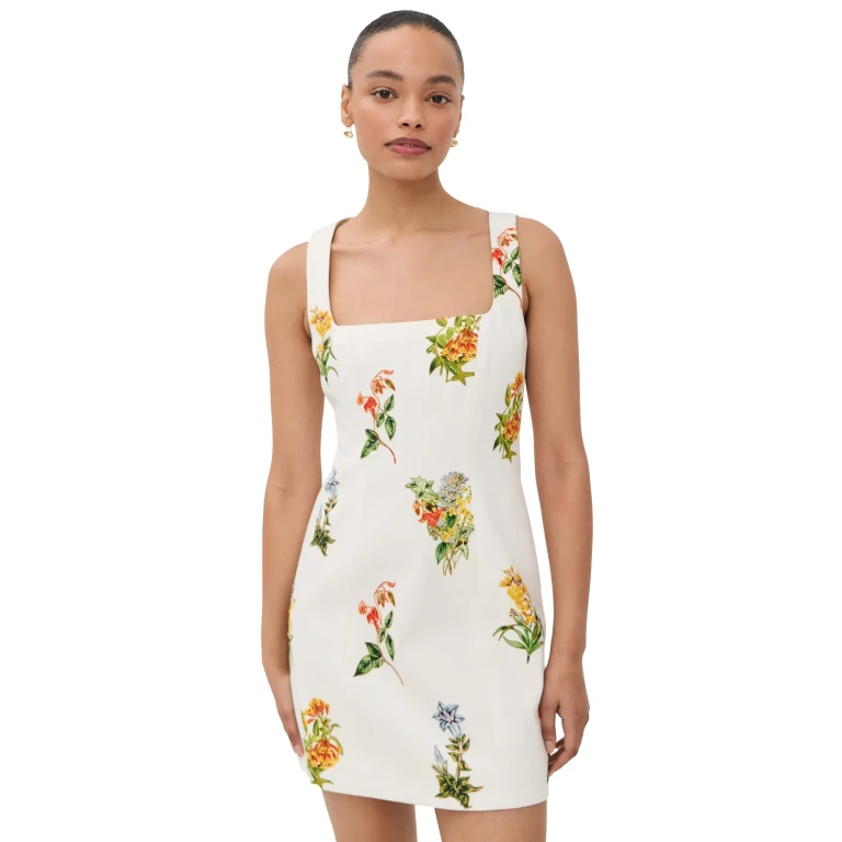 Hemant and Nandita Floral Square Neck Mini Dress White XXL