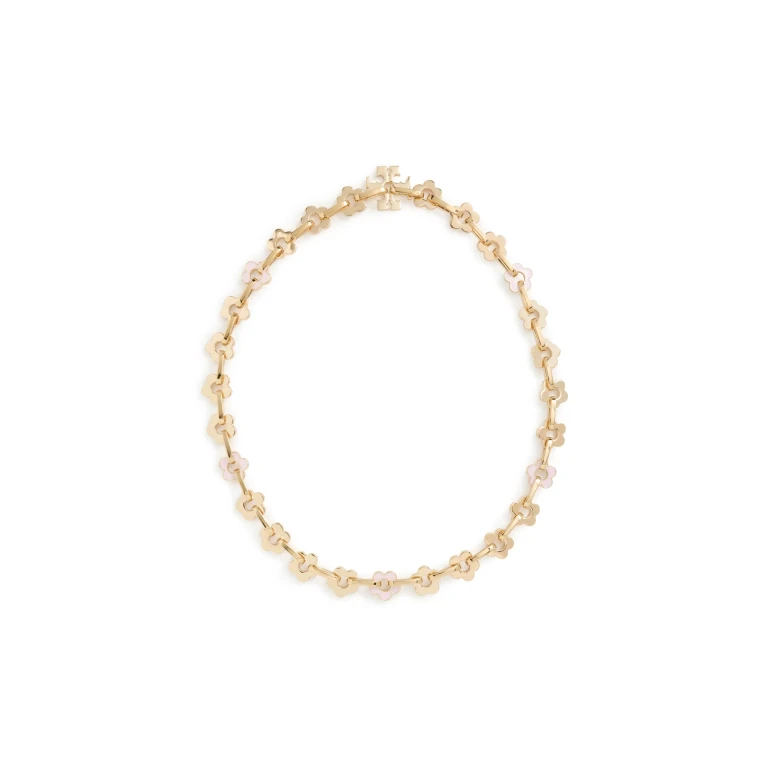 토리버치 인터로킹 플라워 목걸이 토리 골드 / 뉴 아이보리