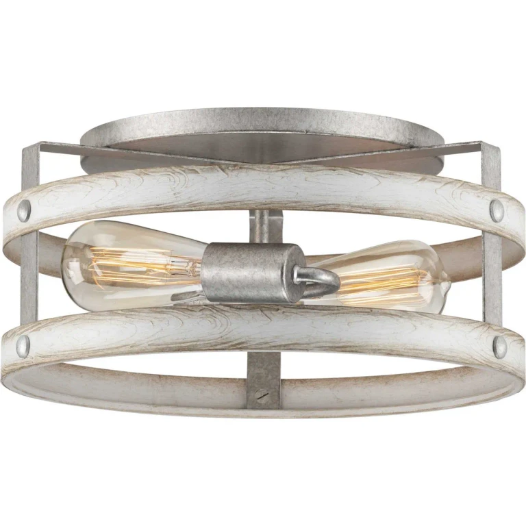 Galvanized Finish Two Light Flush Mount from the Gulliver Collection
