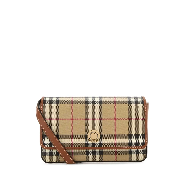 Burberry Printed Canvas Hampshire Crossbody Bag Vntgchkbriarbrown Polyurethane Polyester Cotton Portafogli - Women