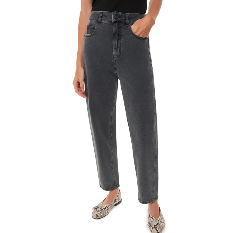 Whistles High Rise Stretch Barrel Leg Jean in Grey