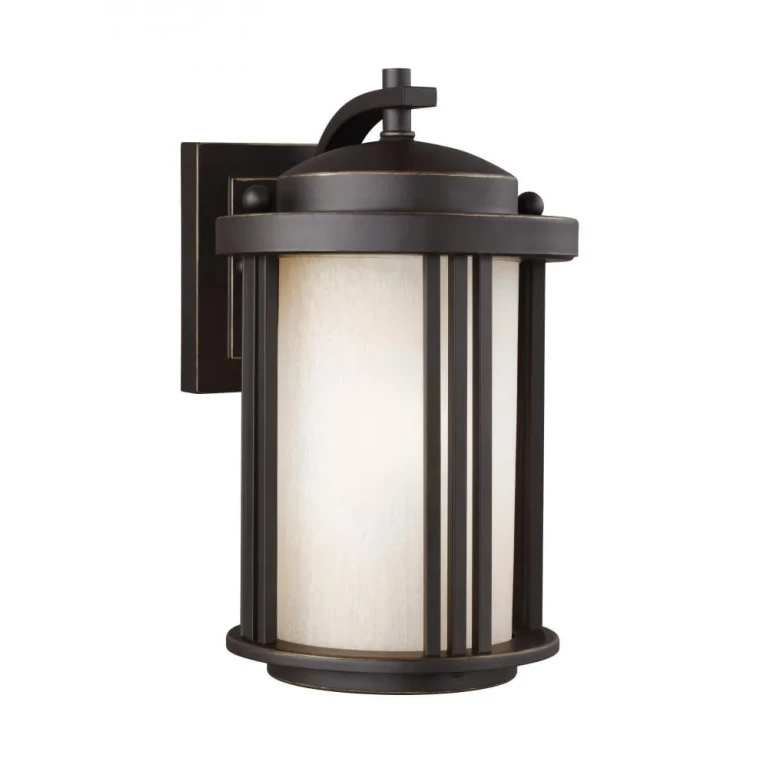 Antique Bronze One Light Outdoor Wall Lantern from the Crowell Collection