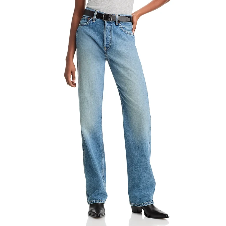 Re/Done 90s High Rise Loose Fit Jeans in Breaker Blue
