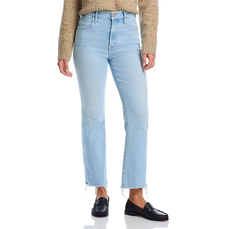 Mother Petites Lil' Hustler High Rise Cropped Flared Jeans in Ball in Your Court