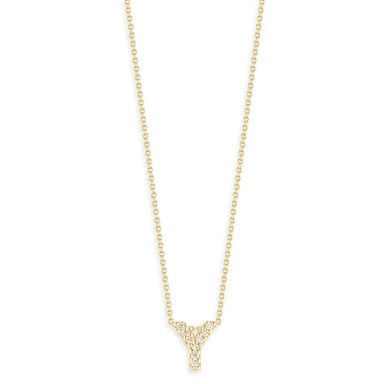 Roberto Coin 18K Yellow Gold and Diamond Initial Love Letter Pendant Necklace, 16