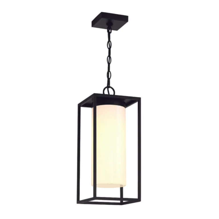Satin Black One Light Outdoor Pendant from the Ren Collection
