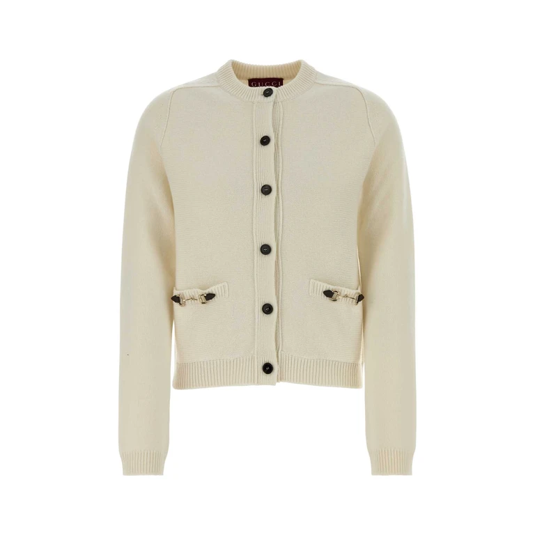 Gucci Ivory Wool Blend Cardigan Whitemix Mix Maglieria - Women
