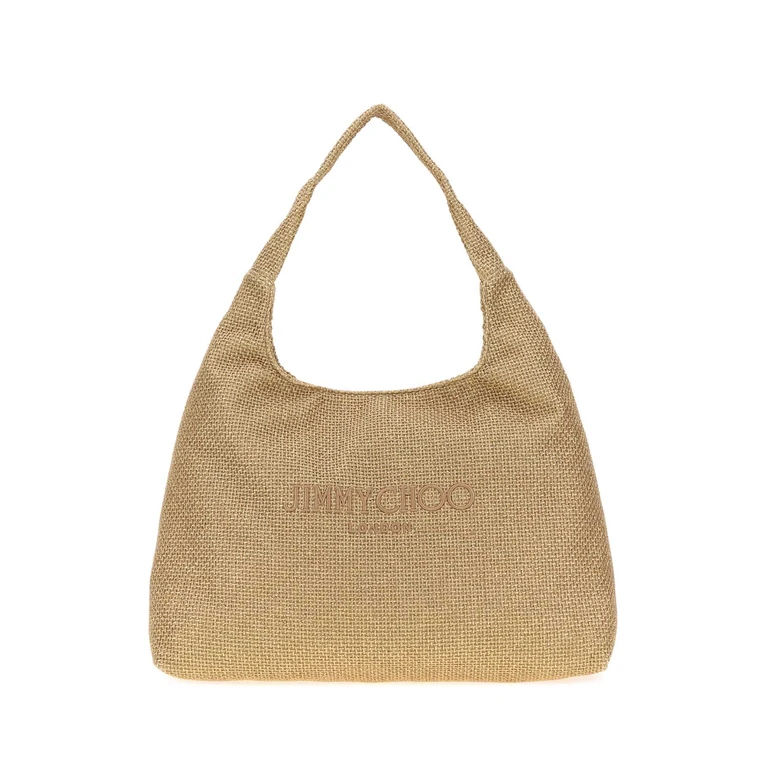 Jimmy Choo Gold Raffia Beach Dmnd Shopping Bag Golddarkcappuccino Exterior: Borse A Mano - Women