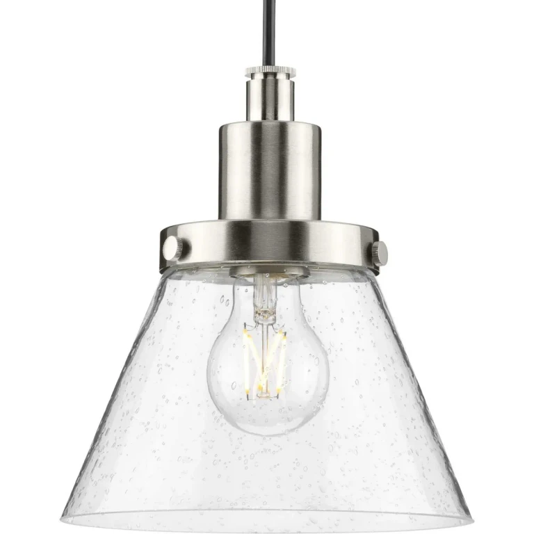 Brushed Nickel One Light Pendant from the Hinton Collection