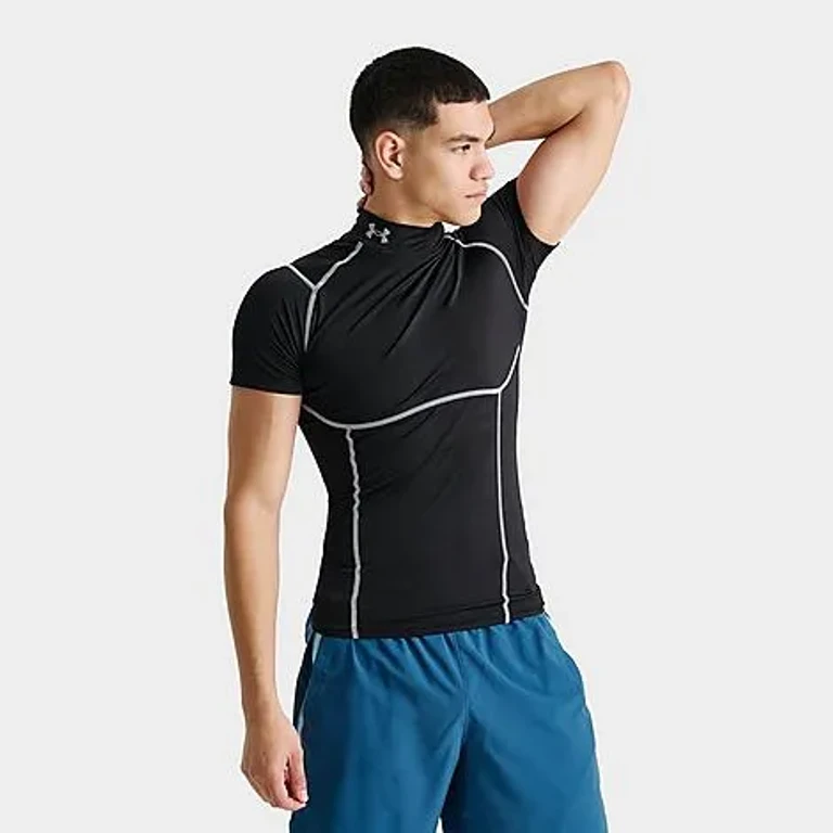Under Armour Men's HeatGear Elite Mock Training Top in Ultimate Black/White Size: Small