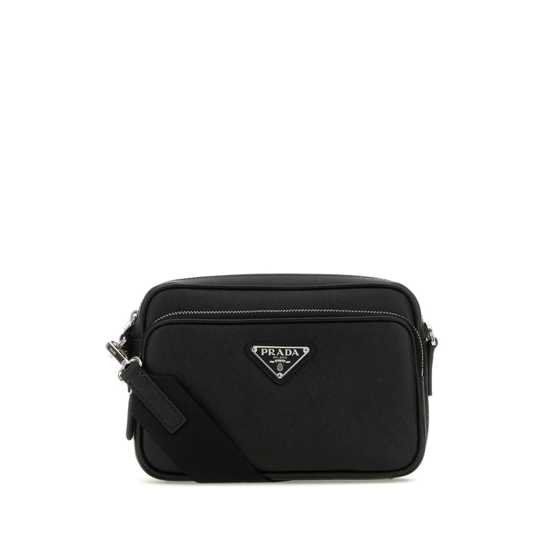 Prada Black Leather Crossbody Bag Nero Vitello Borse A Tracolla - Men