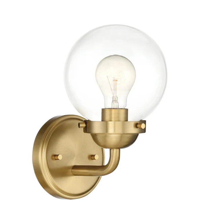 Brushed Gold One Light Wall Sconce from the Knoll Collection